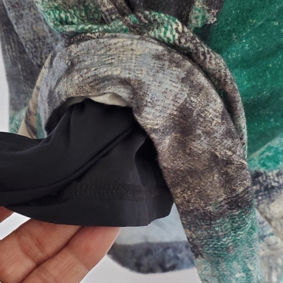 Piazza Sempione Abstract Green Long Sleeve Ruched Modest Designer Dress 42 EU - Picture 9 of 11